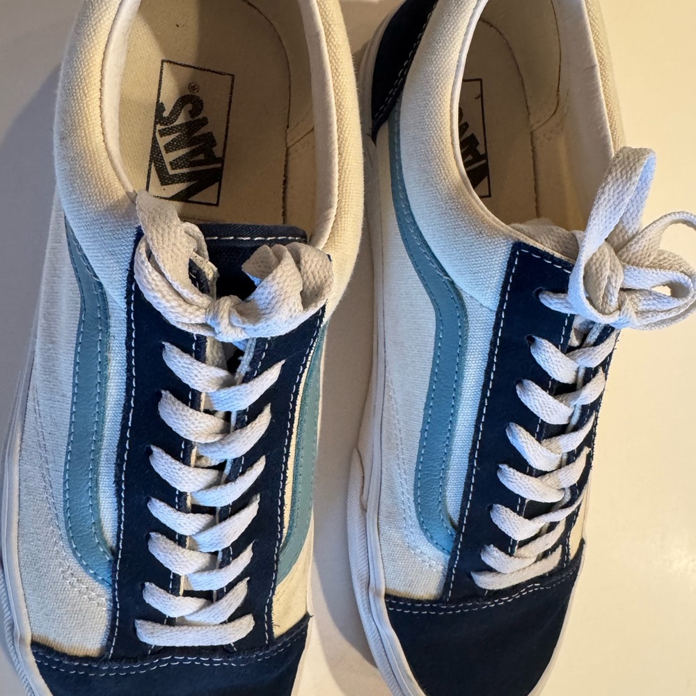 Vans Men's Navy and Cream Sneakers - Picture 2 of 3